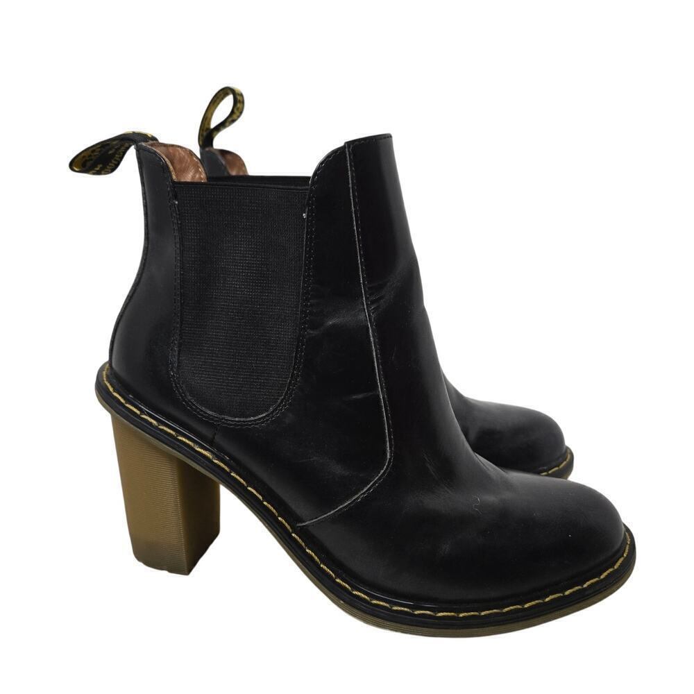 Dr. Martens Eloise Chelsea Boot heel bootie black leather sz 7
